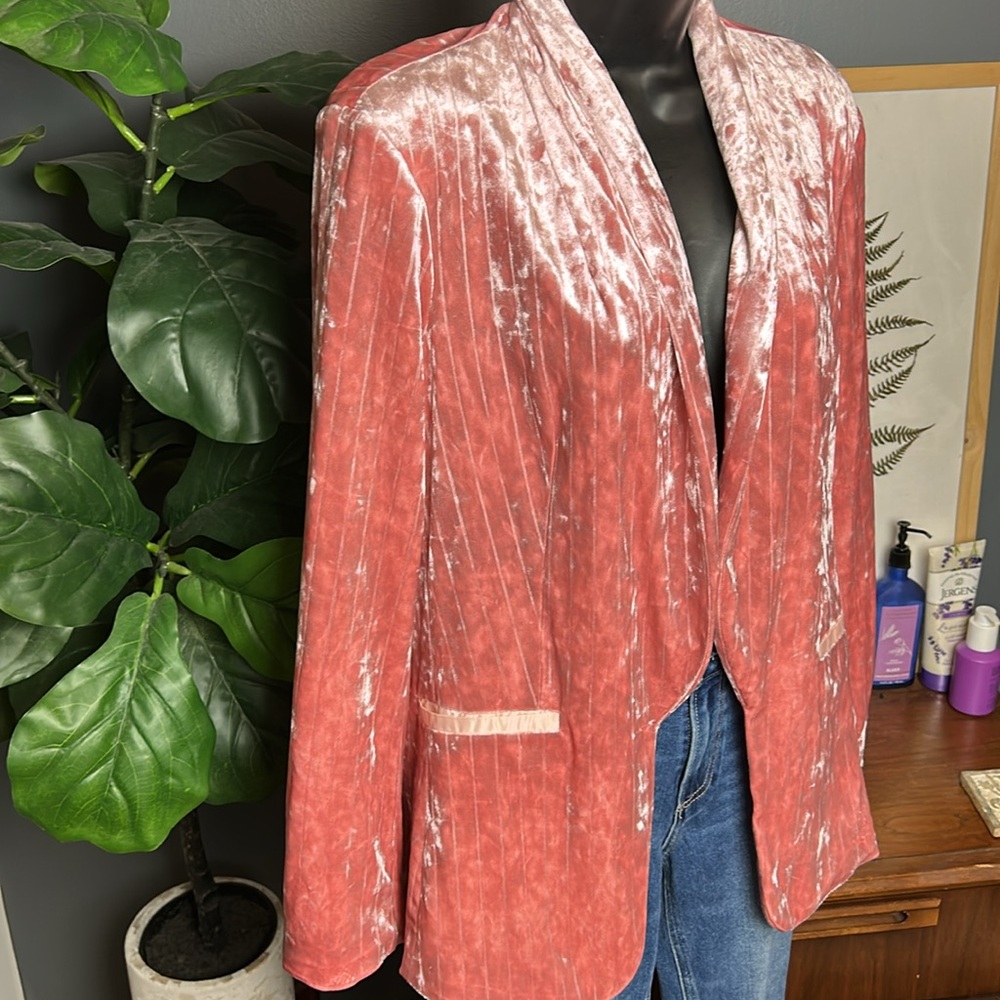 VENUS Pink Crushed Velvet Blazer Size 10 - Picture 4 of 5